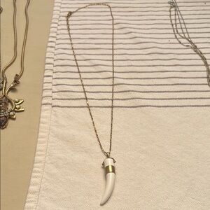 Gold and White Pendant Necklace